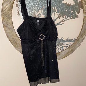 Black Beautiful Glamorous Studio 1940 Shell Top semi sheer over polyester. 22/24